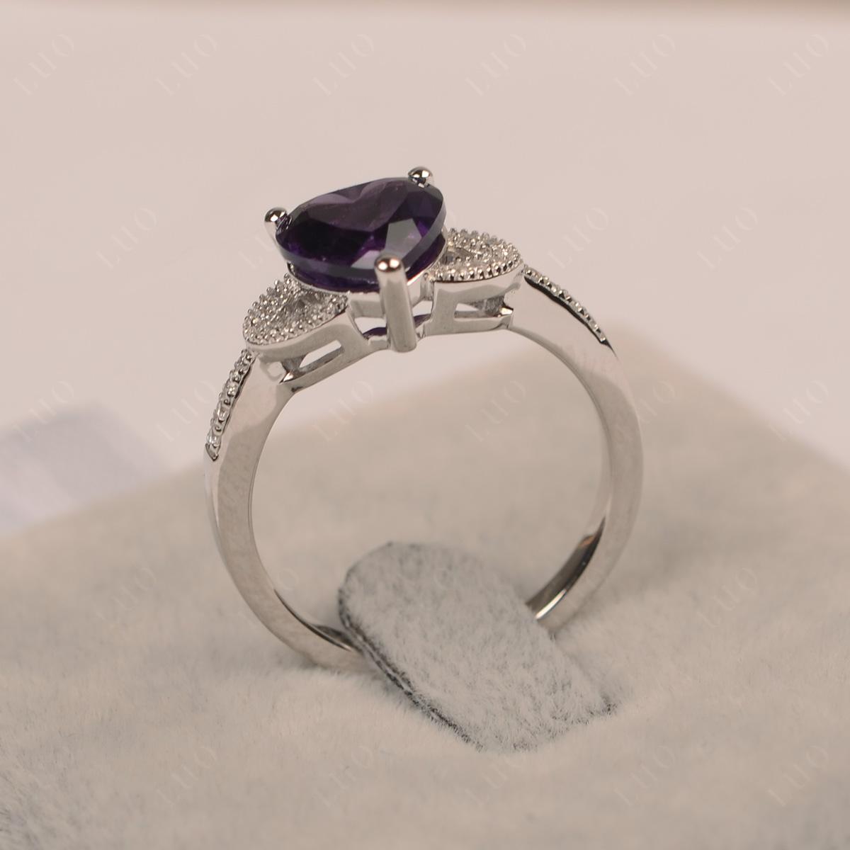 Heart Shaped Amethyst Engagement Ring - LUO Jewelry