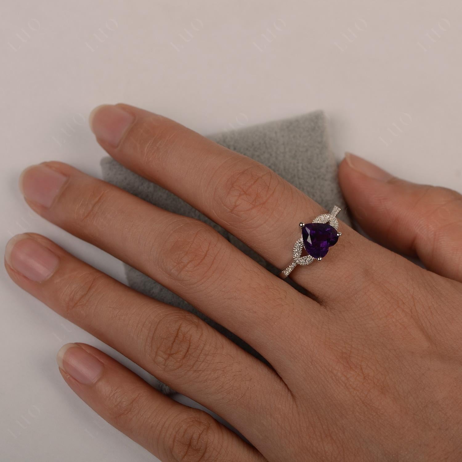 Heart Shaped Amethyst Engagement Ring - LUO Jewelry