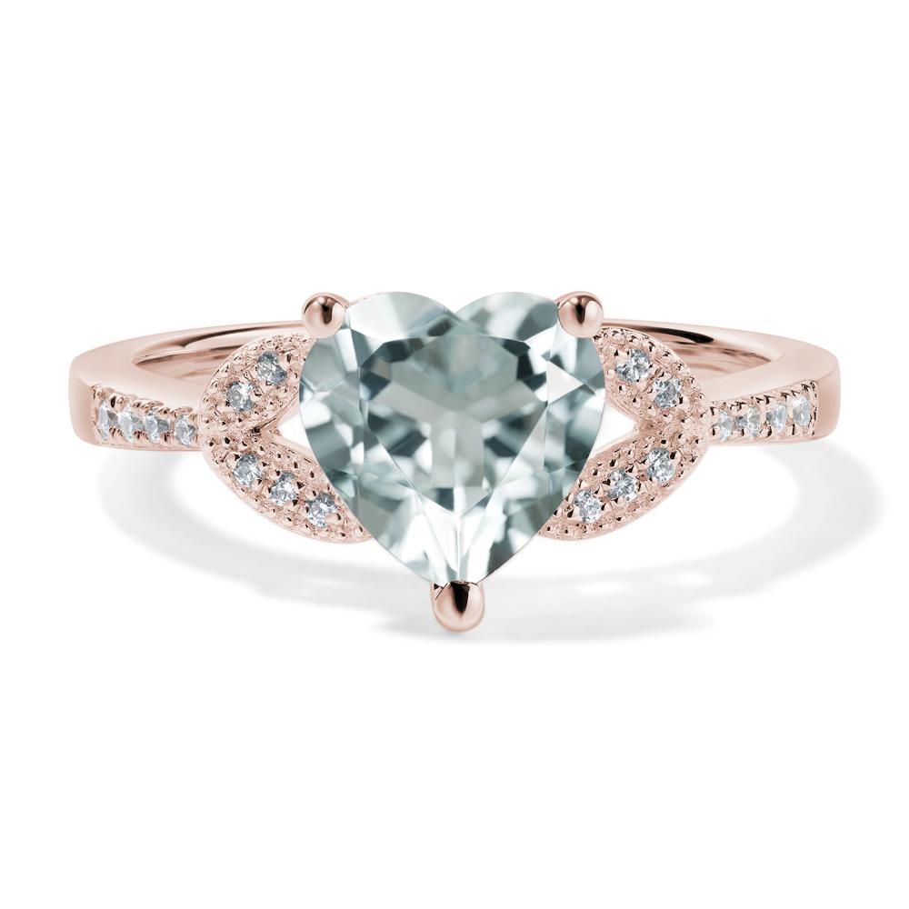Heart Shaped Aquamarine Engagement Ring - LUO Jewelry #metal_14k rose gold