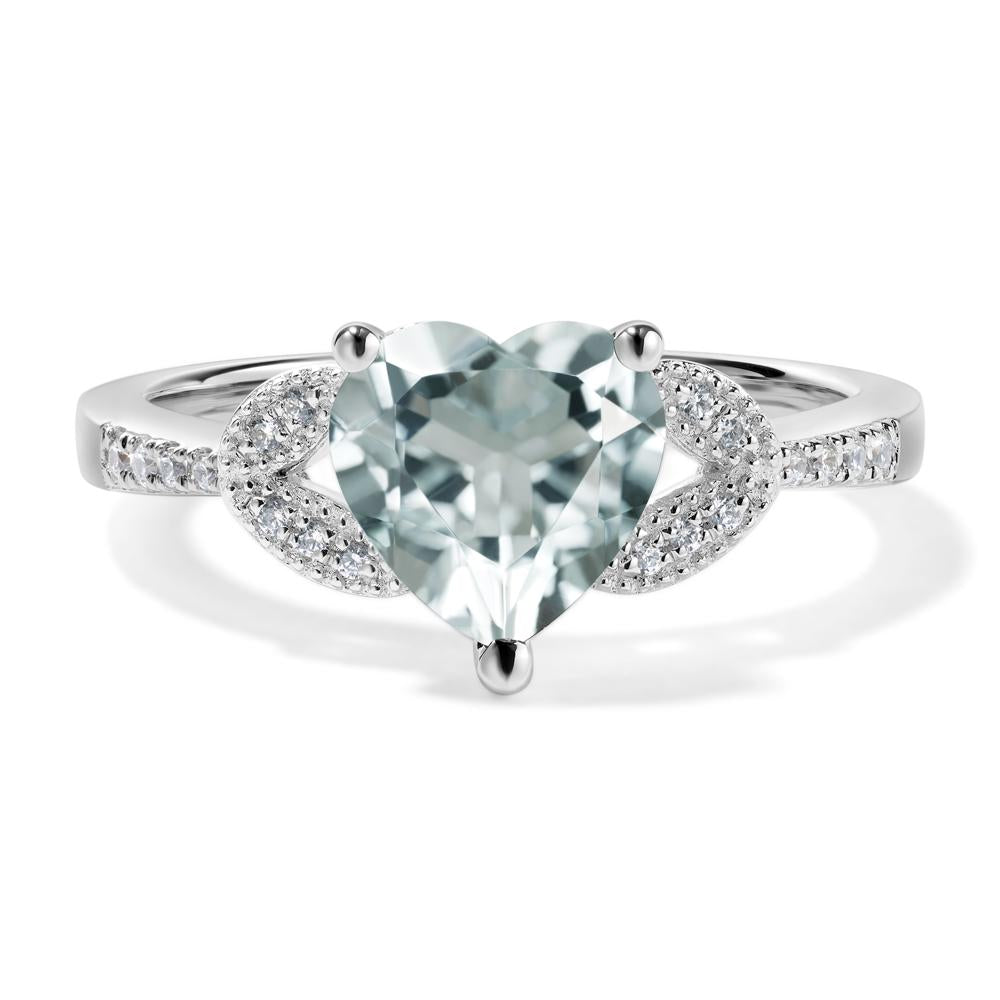 Heart Shaped Aquamarine Engagement Ring - LUO Jewelry #metal_14k white gold