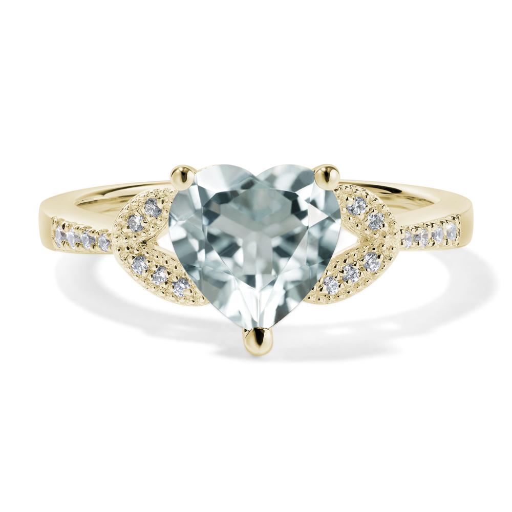 Heart Shaped Aquamarine Engagement Ring - LUO Jewelry #metal_14k yellow gold