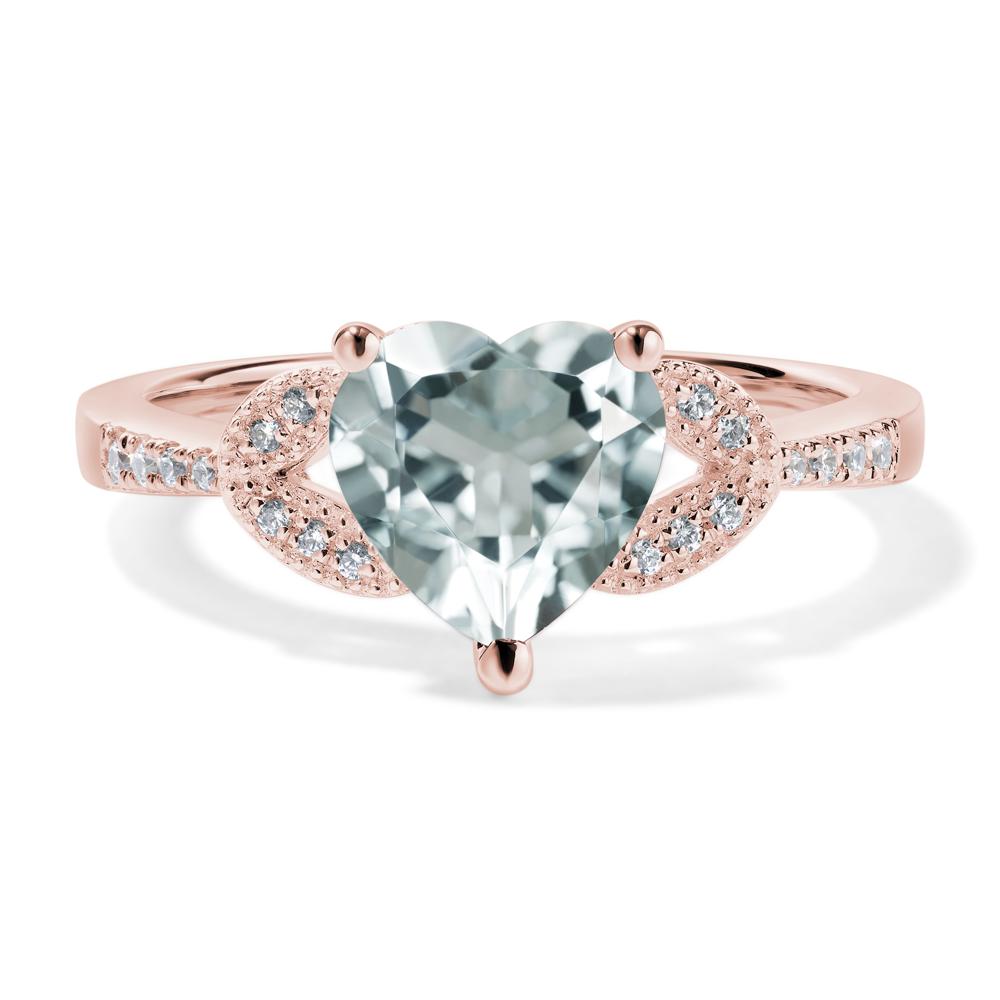 Heart Shaped Aquamarine Engagement Ring - LUO Jewelry #metal_18k rose gold