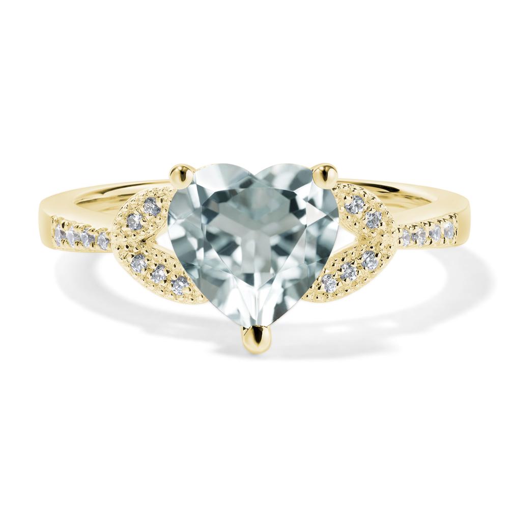 Heart Shaped Aquamarine Engagement Ring - LUO Jewelry #metal_18k yellow gold
