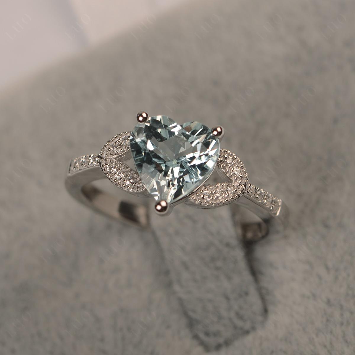 Heart Shaped Aquamarine Engagement Ring - LUO Jewelry