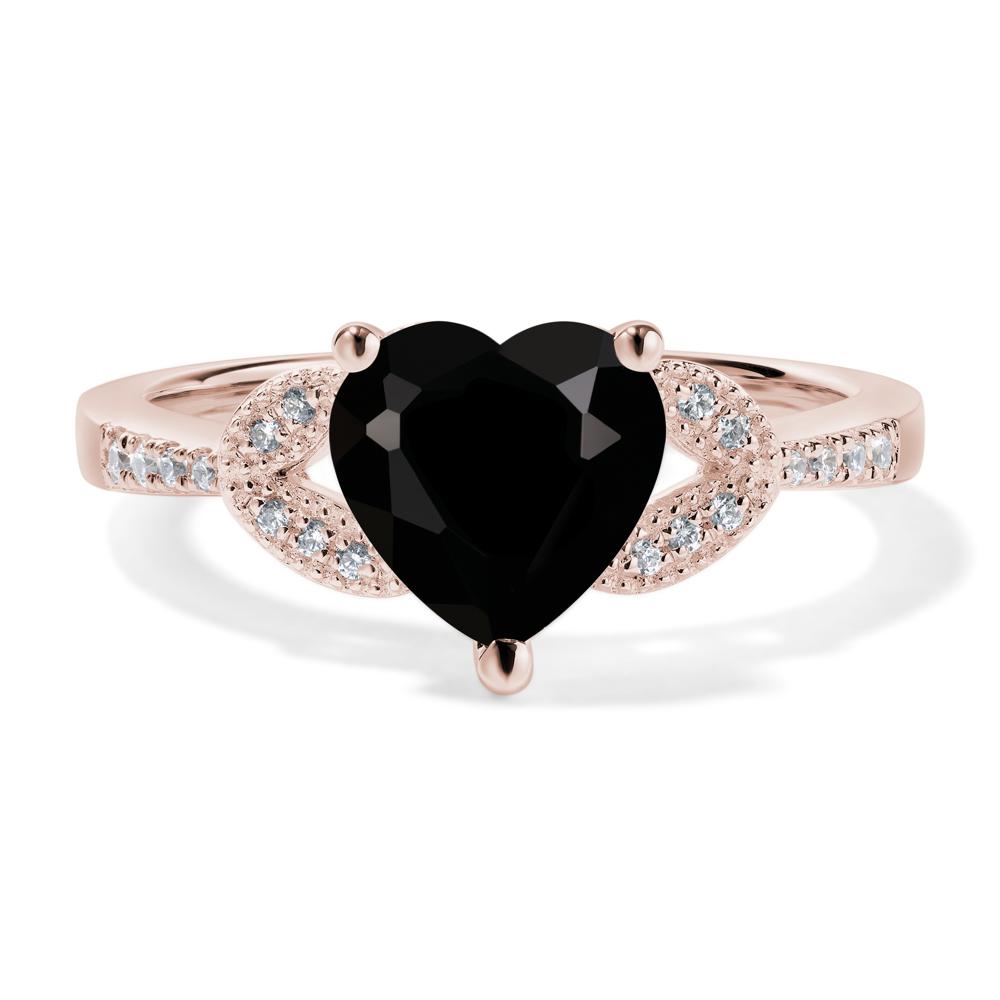 Heart Shaped Black Stone Engagement Ring - LUO Jewelry #metal_14k rose gold