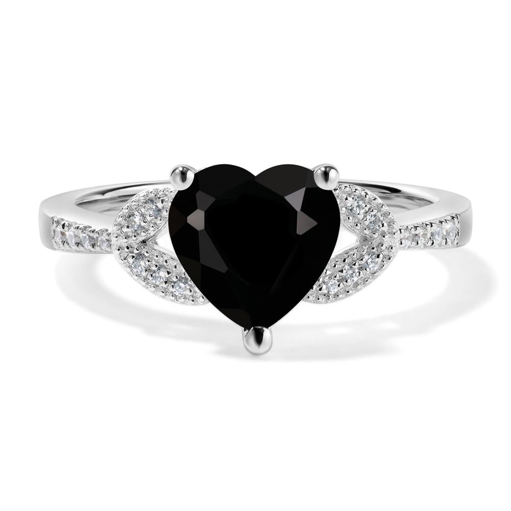 Heart Shaped Black Stone Engagement Ring - LUO Jewelry #metal_14k white gold