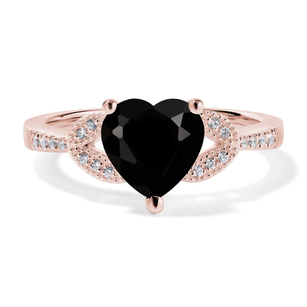 Heart Shaped Black Stone Engagement Ring - LUO Jewelry #metal_18k rose gold