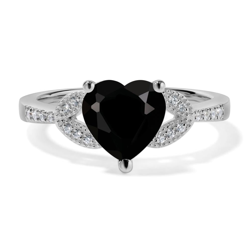 Heart Shaped Black Stone Engagement Ring - LUO Jewelry #metal_platinum