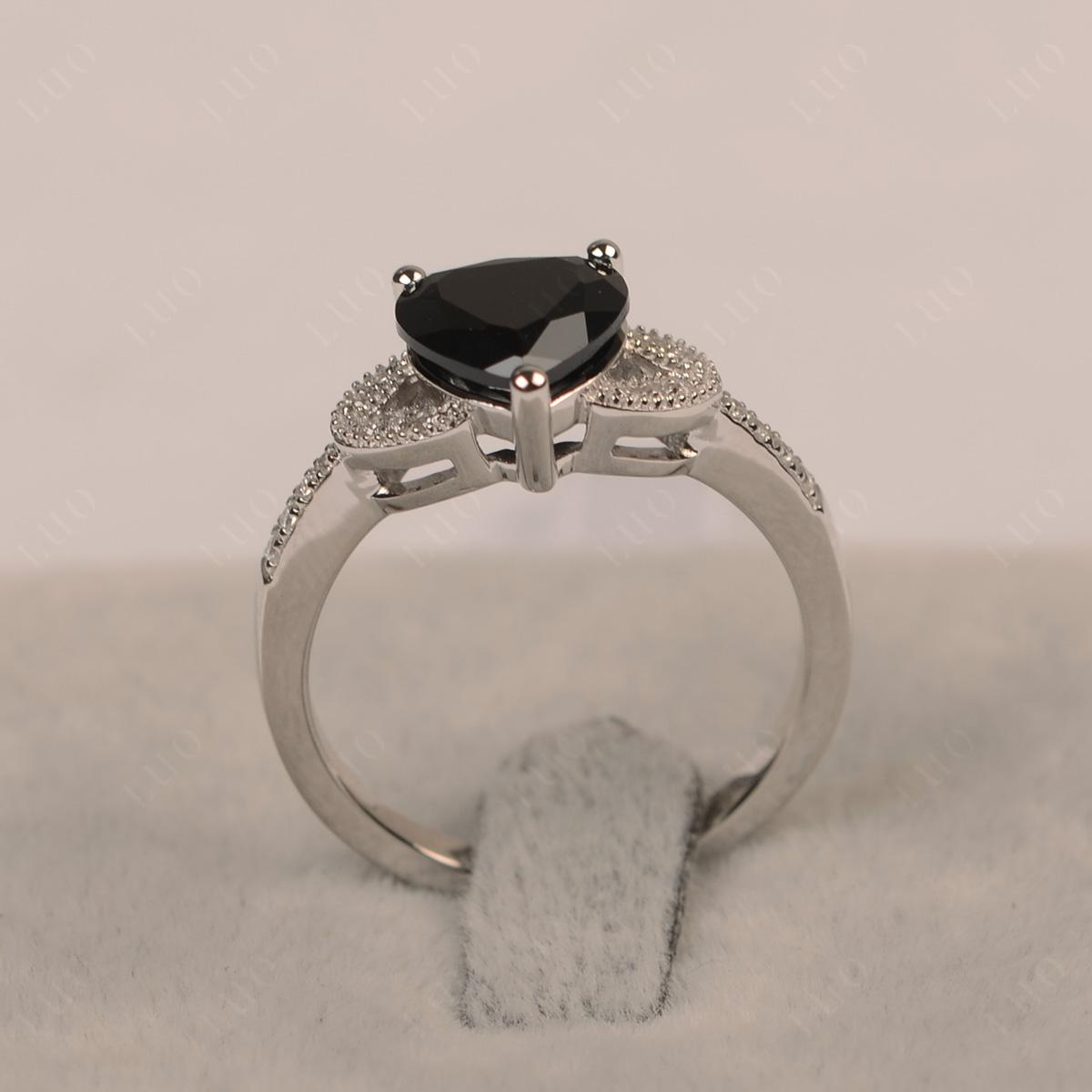 Heart Shaped Black Stone Engagement Ring - LUO Jewelry