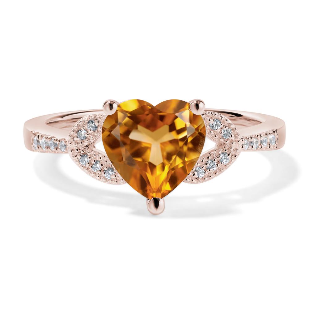Heart Shaped Citrine Engagement Ring - LUO Jewelry #metal_14k rose gold