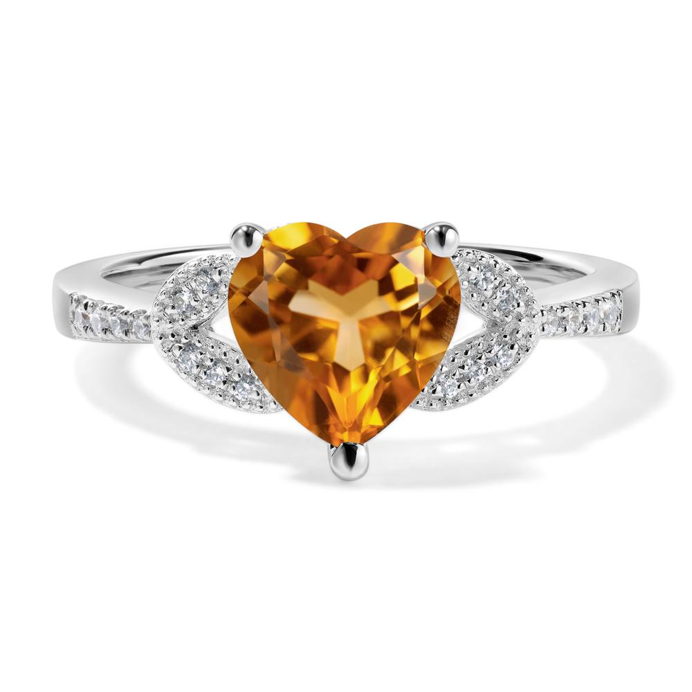 Heart Shaped Citrine Engagement Ring - LUO Jewelry #metal_14k white gold