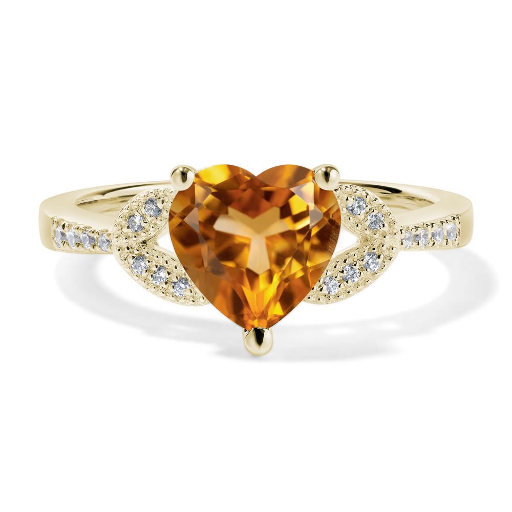 Heart Shaped Citrine Engagement Ring - LUO Jewelry #metal_14k yellow gold