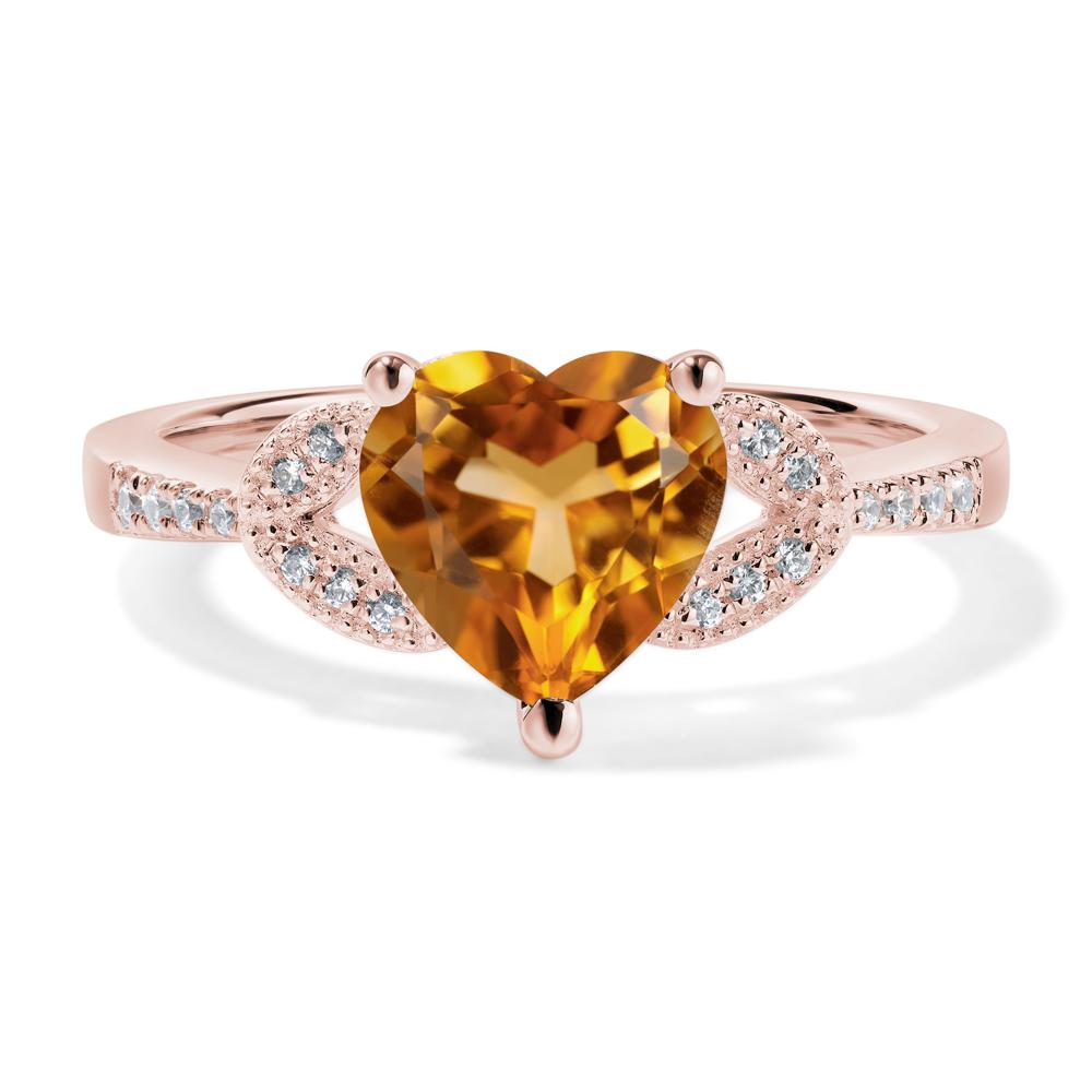 Heart Shaped Citrine Engagement Ring - LUO Jewelry #metal_18k rose gold
