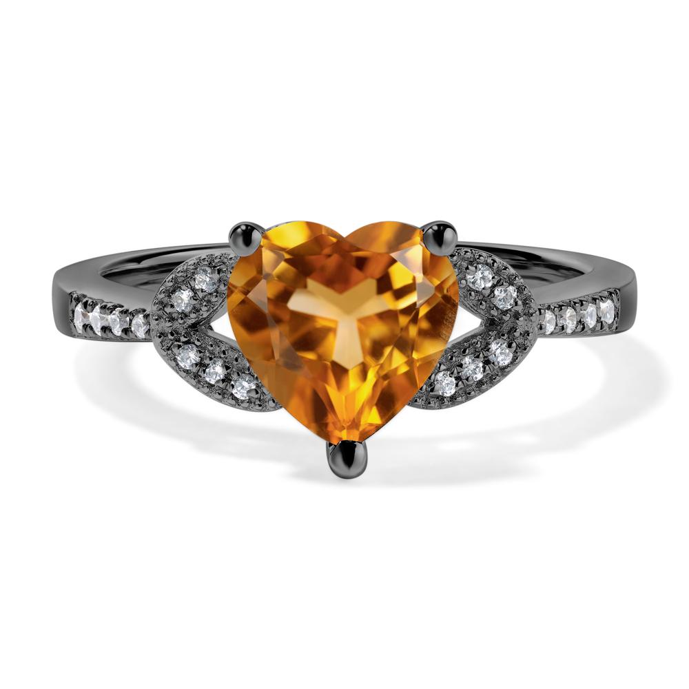 Heart Shaped Citrine Engagement Ring - LUO Jewelry #metal_black finish sterling silver