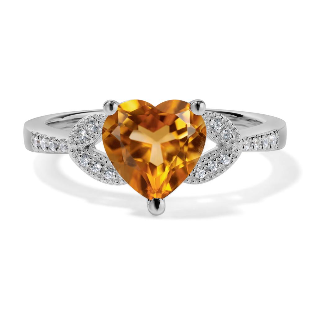 Heart Shaped Citrine Engagement Ring - LUO Jewelry #metal_platinum