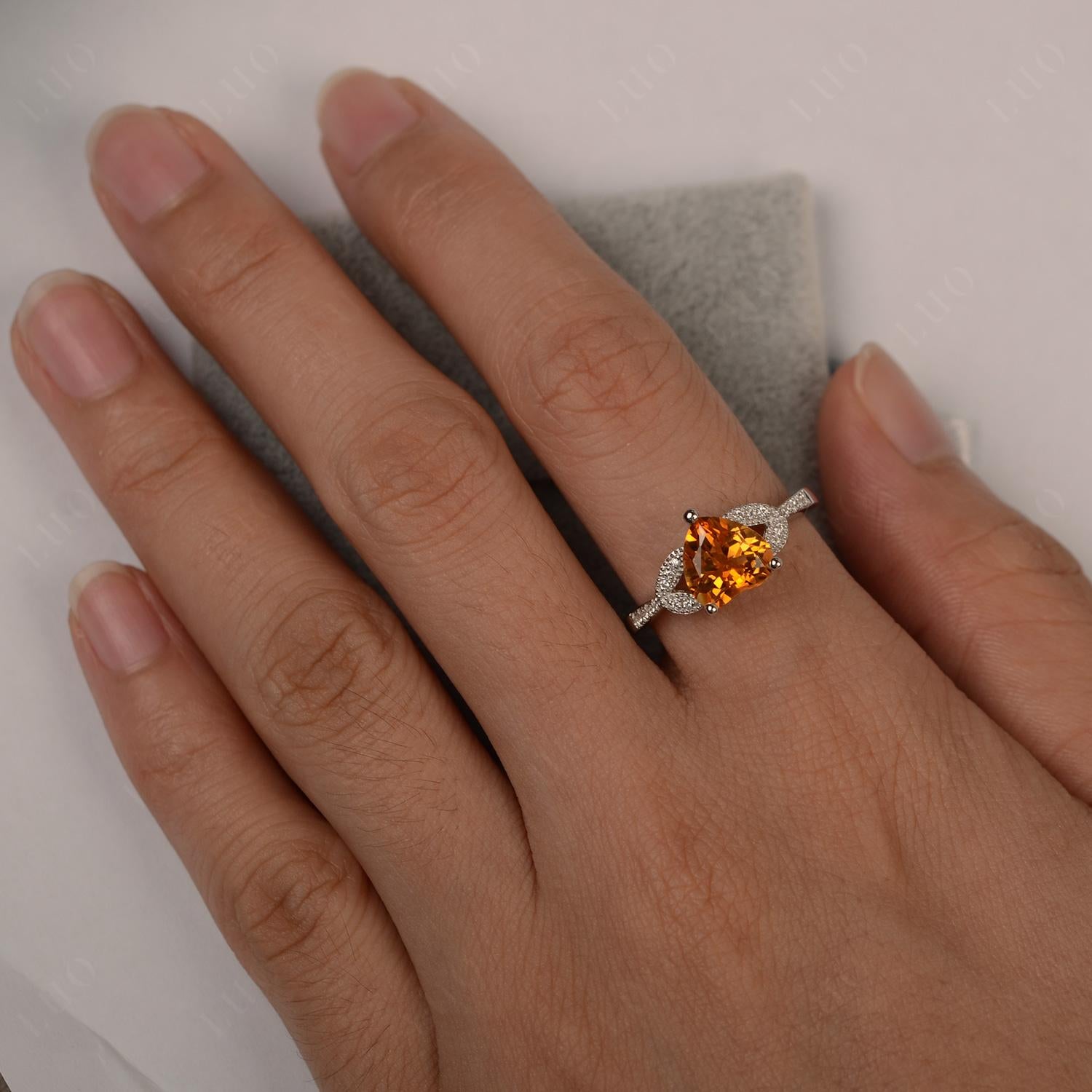 Heart Shaped Citrine Engagement Ring - LUO Jewelry