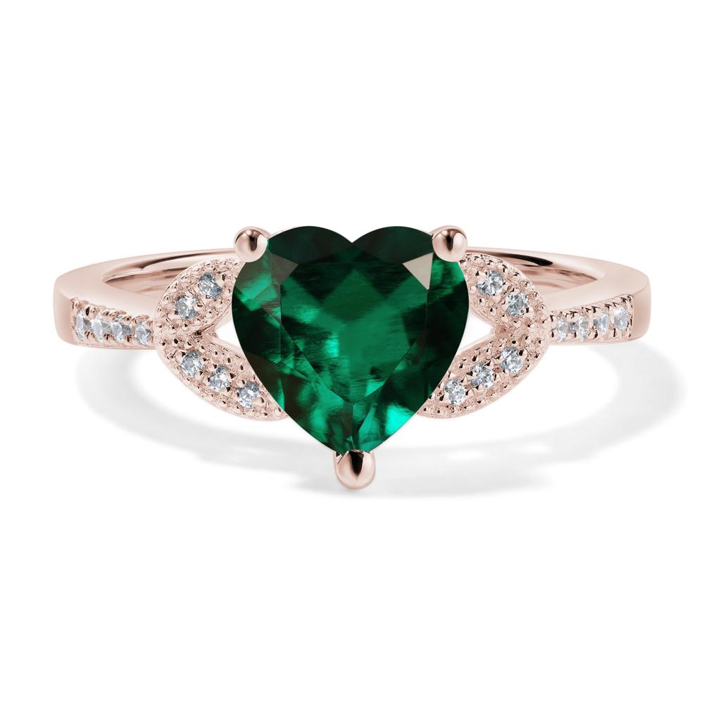 Heart Shaped Lab Created Emerald Engagement Ring - LUO Jewelry #metal_14k rose gold