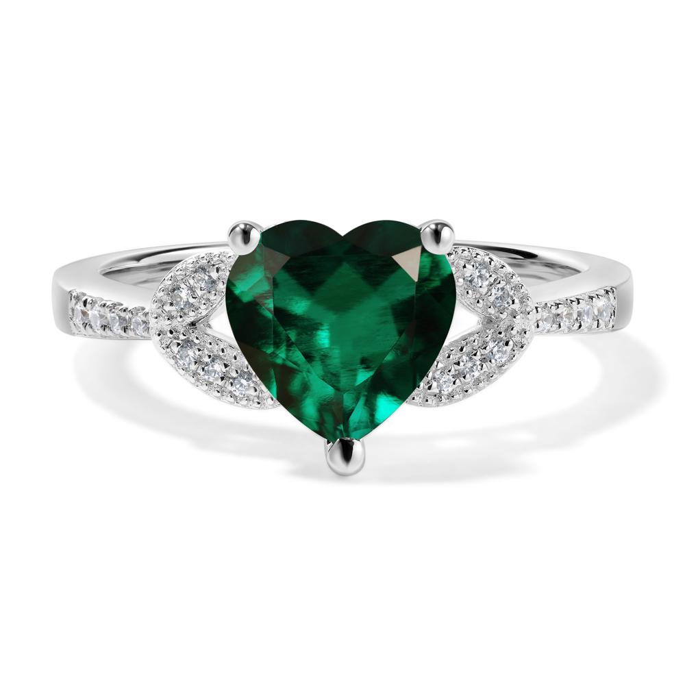 Heart Shaped Lab Created Emerald Engagement Ring - LUO Jewelry #metal_14k white gold