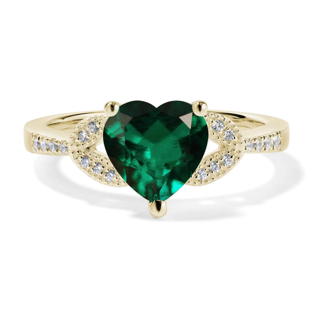 Heart Shaped Lab Created Emerald Engagement Ring - LUO Jewelry #metal_14k yellow gold