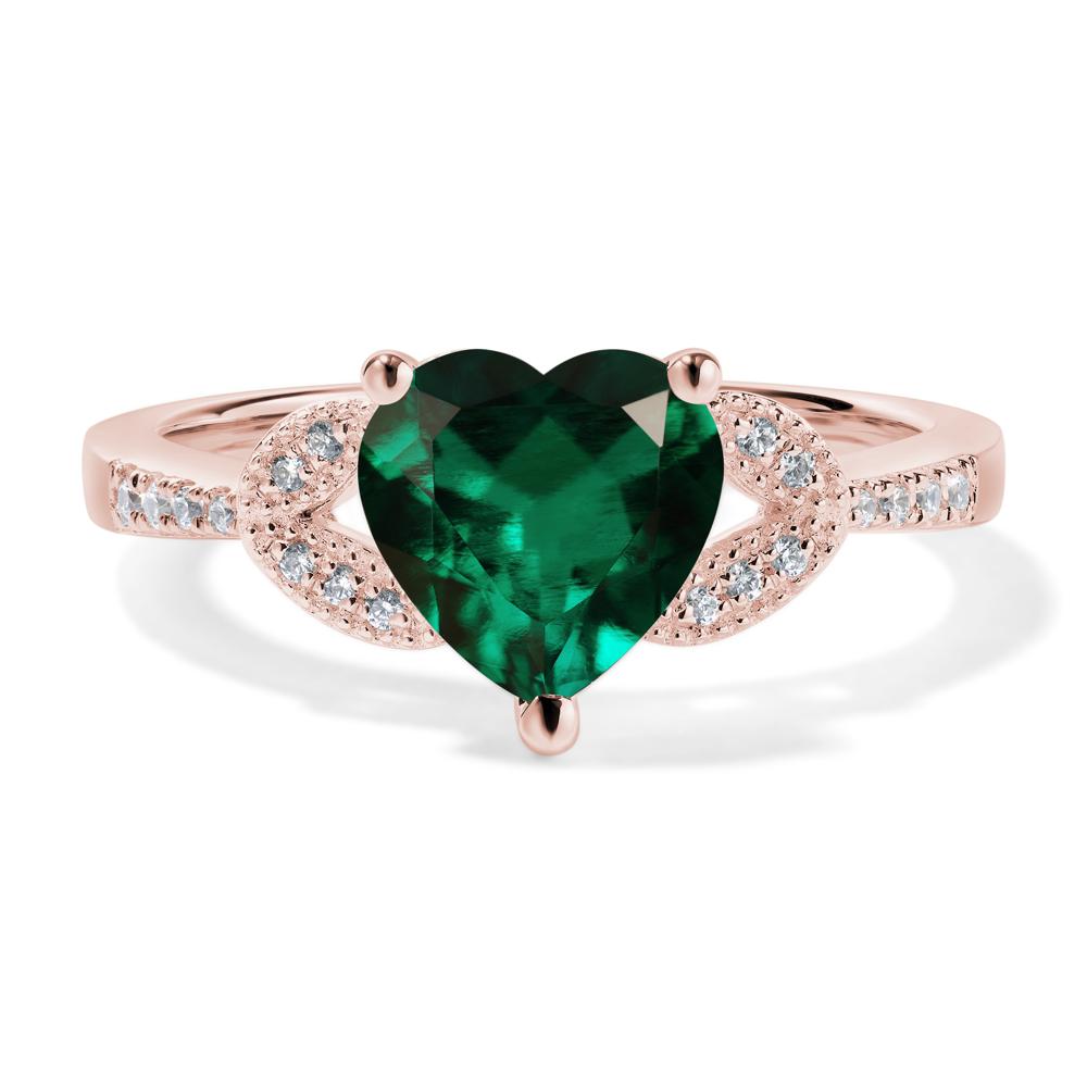 Heart Shaped Lab Created Emerald Engagement Ring - LUO Jewelry #metal_18k rose gold