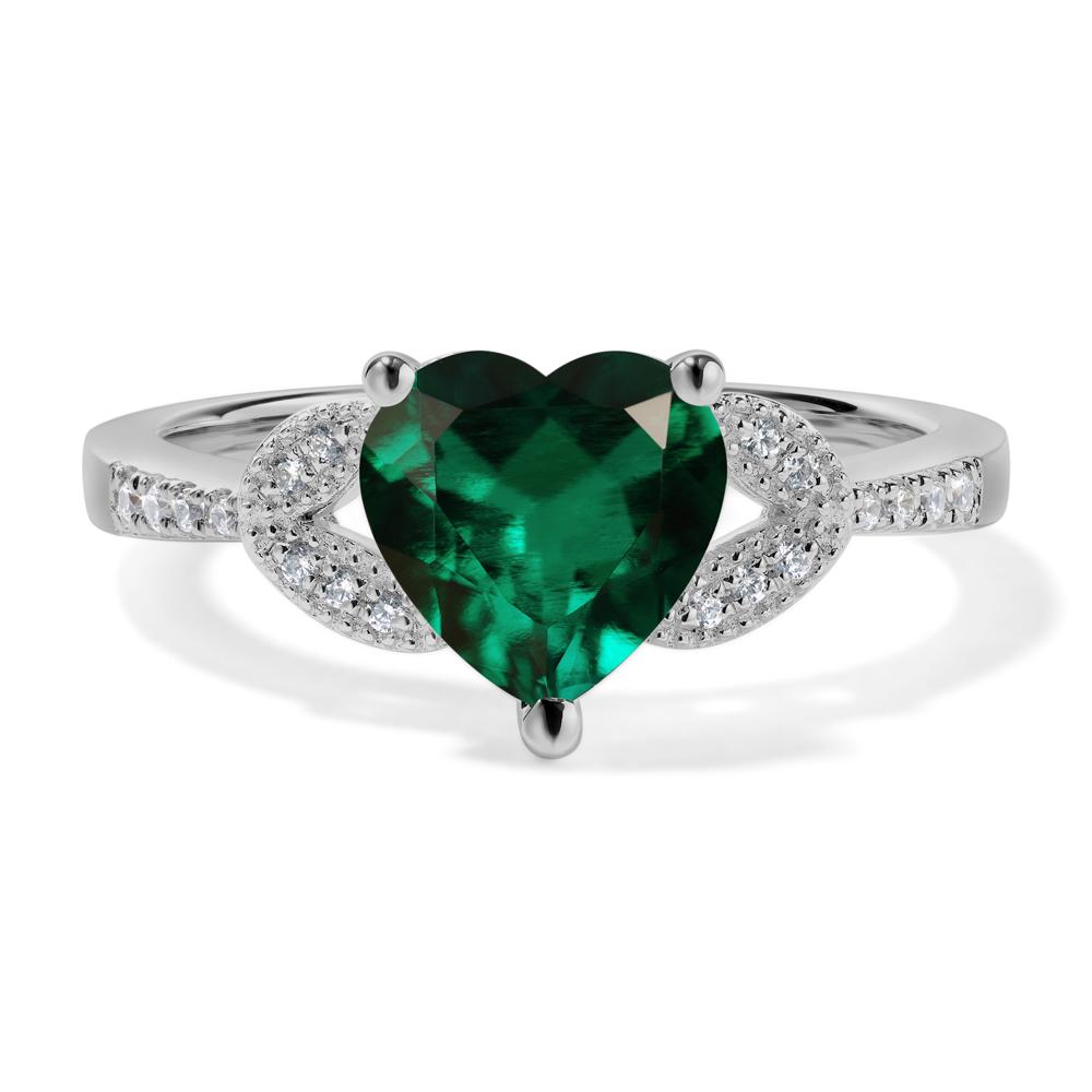 Heart Shaped Lab Created Emerald Engagement Ring - LUO Jewelry #metal_platinum