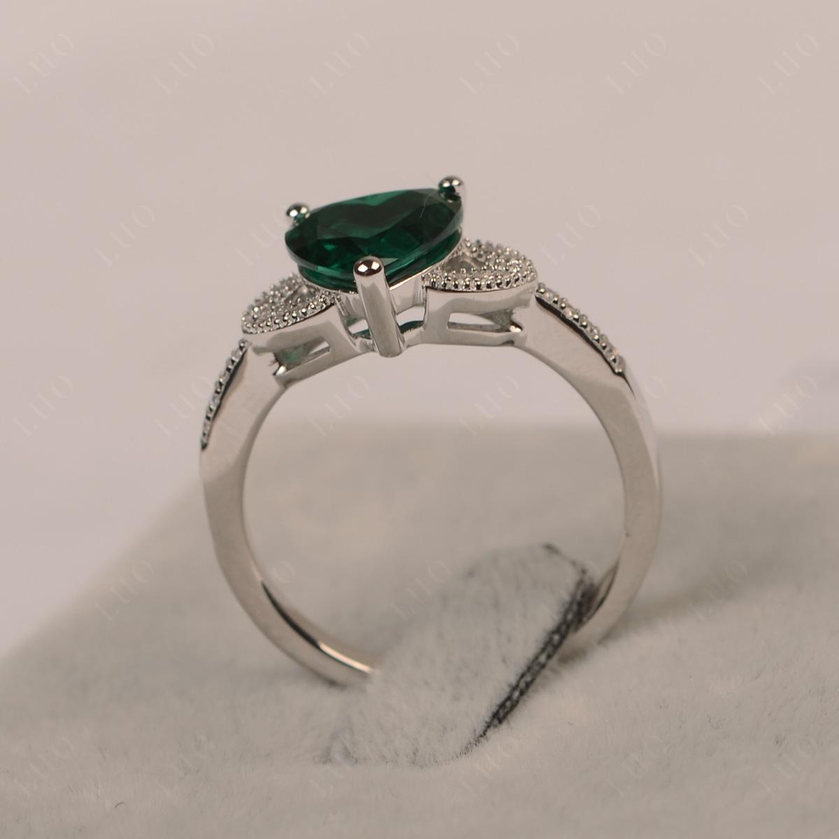 Heart Shaped Lab Created Emerald Engagement Ring - LUO Jewelry