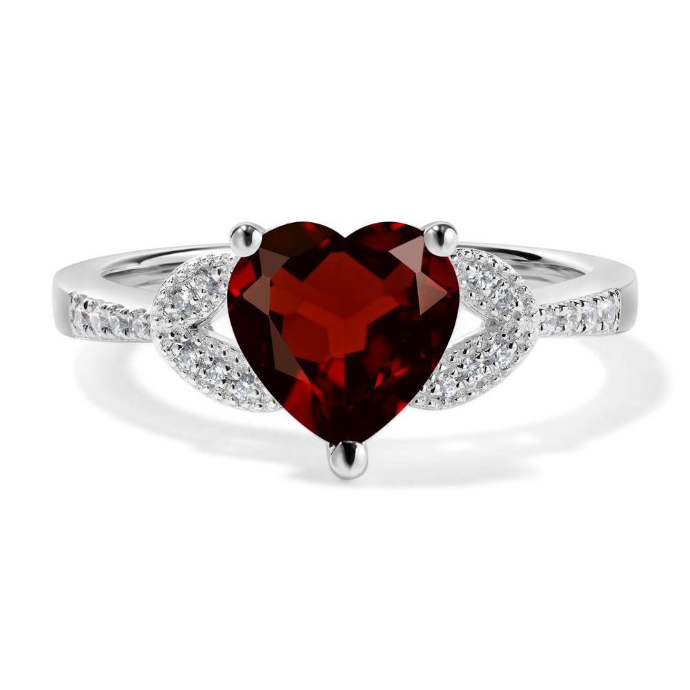 Heart Shaped Garnet Engagement Ring - LUO Jewelry #metal_14k white gold