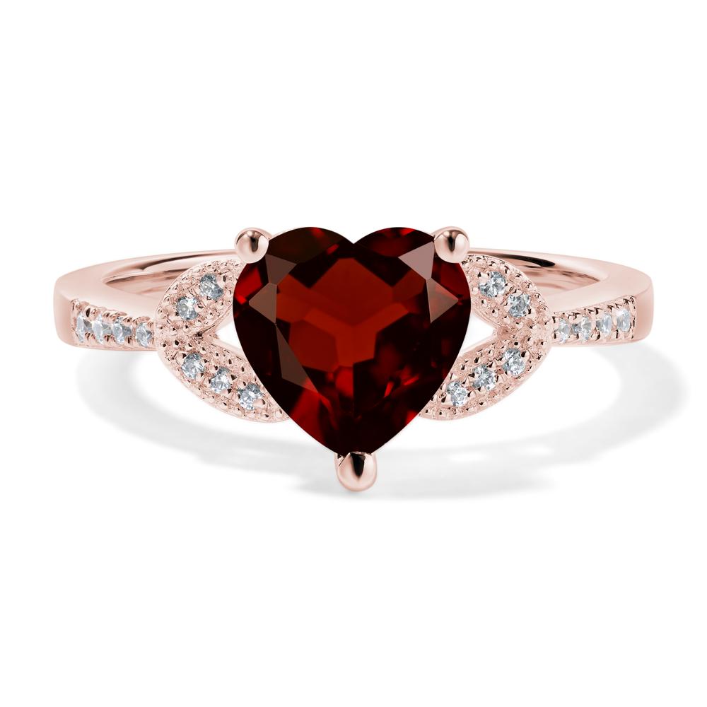 Heart Shaped Garnet Engagement Ring - LUO Jewelry #metal_18k rose gold