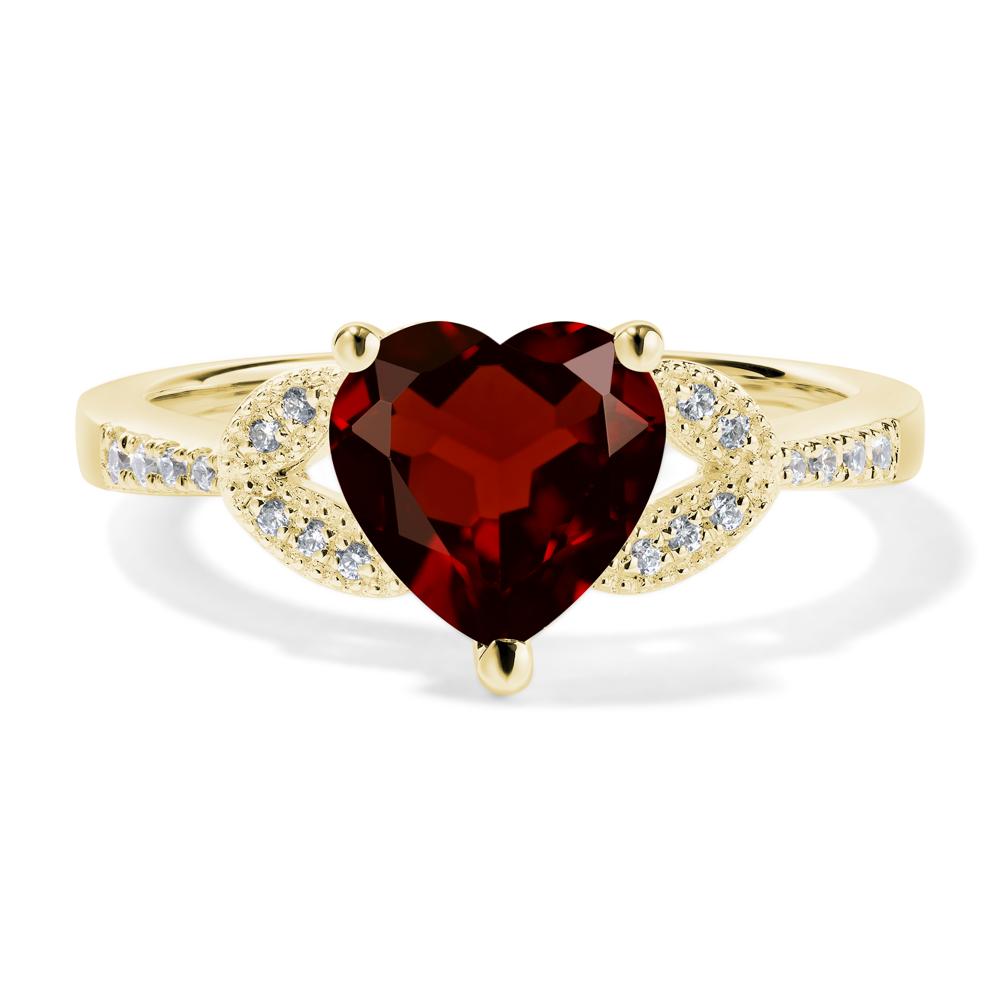 Heart Shaped Garnet Engagement Ring - LUO Jewelry #metal_18k yellow gold