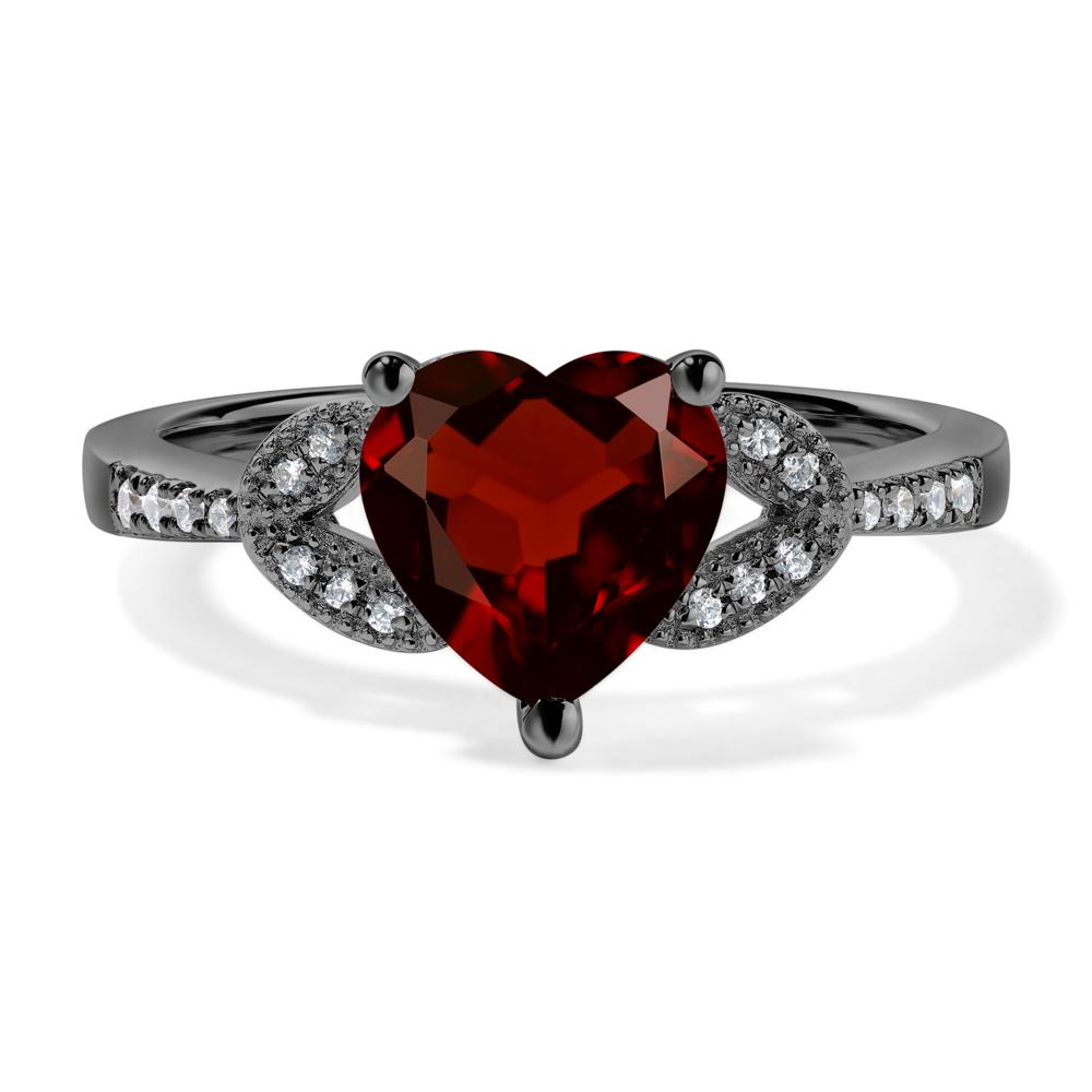 Heart Shaped Garnet Engagement Ring - LUO Jewelry #metal_black finish sterling silver