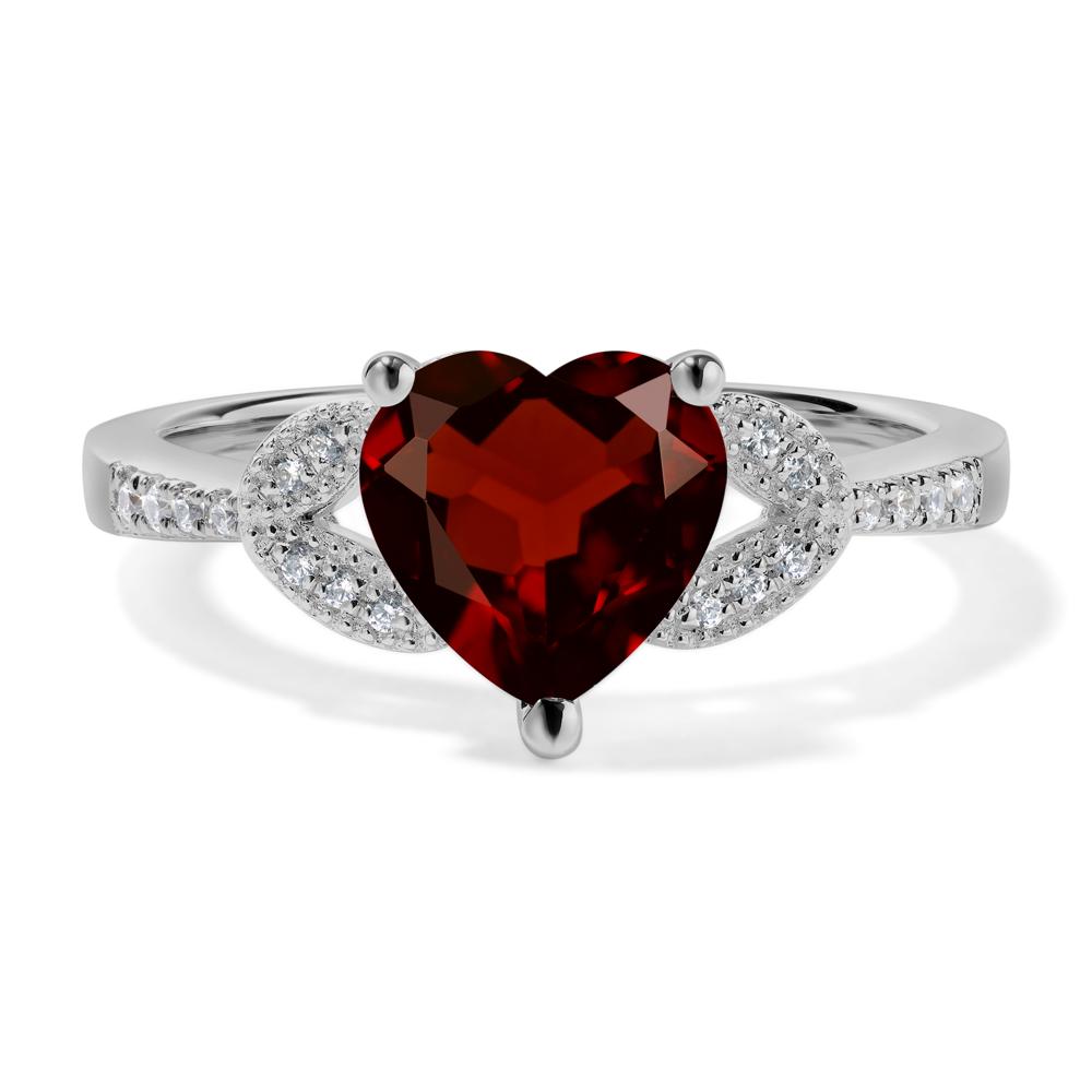 Heart Shaped Garnet Engagement Ring - LUO Jewelry #metal_platinum