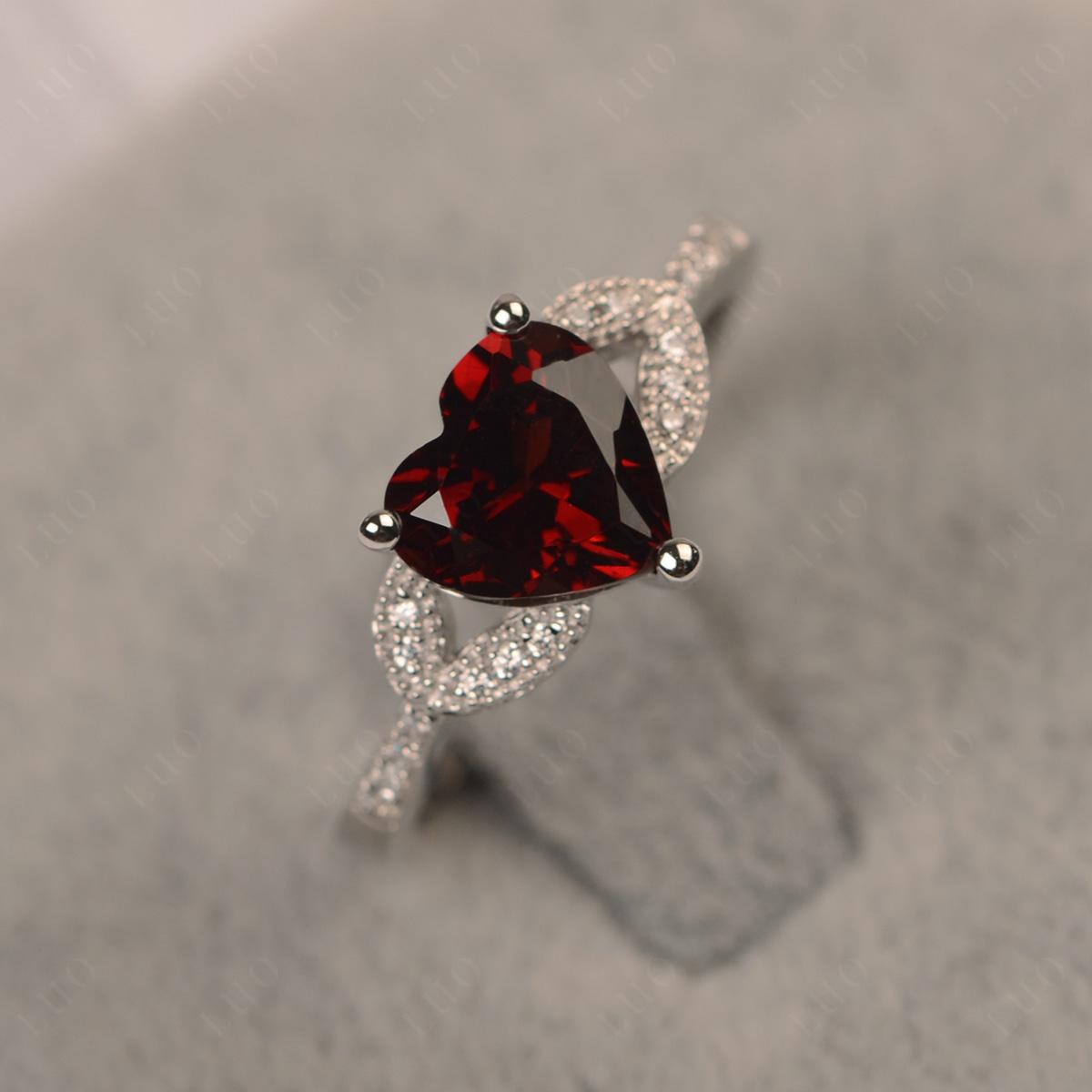 Heart Shaped Garnet Engagement Ring - LUO Jewelry