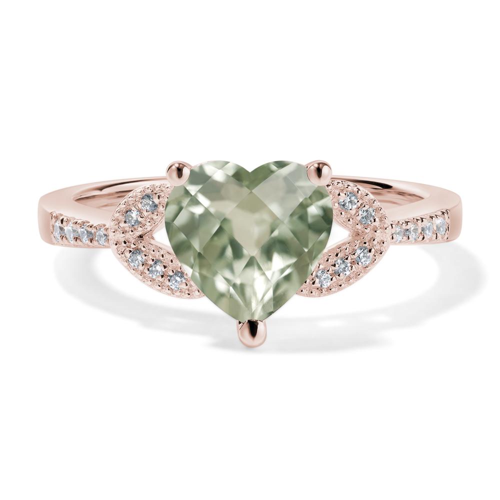 Heart Shaped Green Amethyst Engagement Ring - LUO Jewelry #metal_14k rose gold