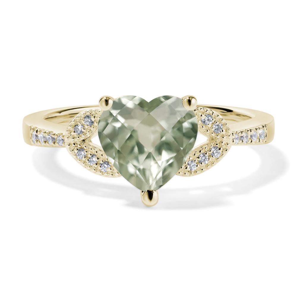Heart Shaped Green Amethyst Engagement Ring - LUO Jewelry #metal_14k yellow gold