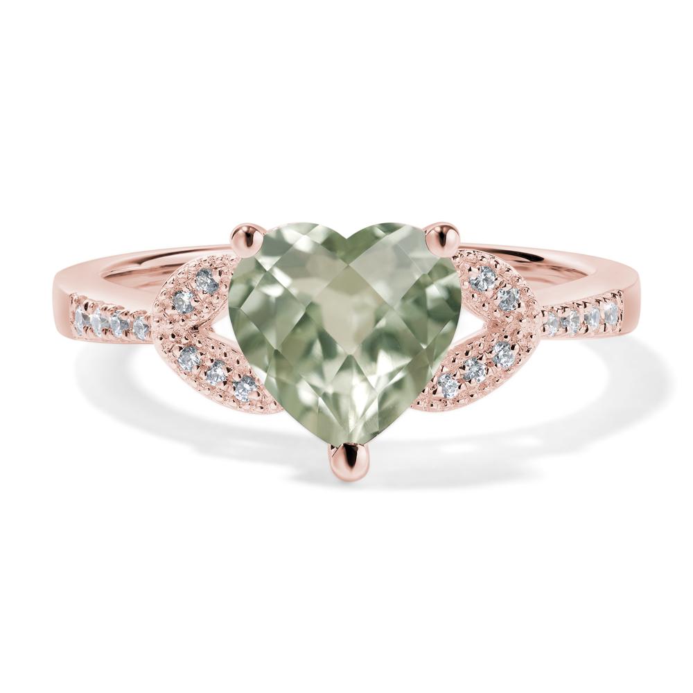 Heart Shaped Green Amethyst Engagement Ring - LUO Jewelry #metal_18k rose gold