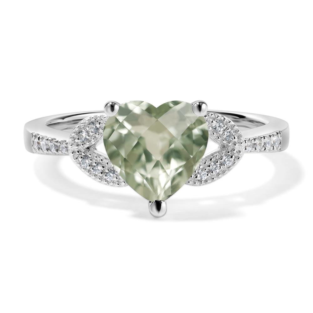Heart Shaped Green Amethyst Engagement Ring - LUO Jewelry #metal_18k white gold
