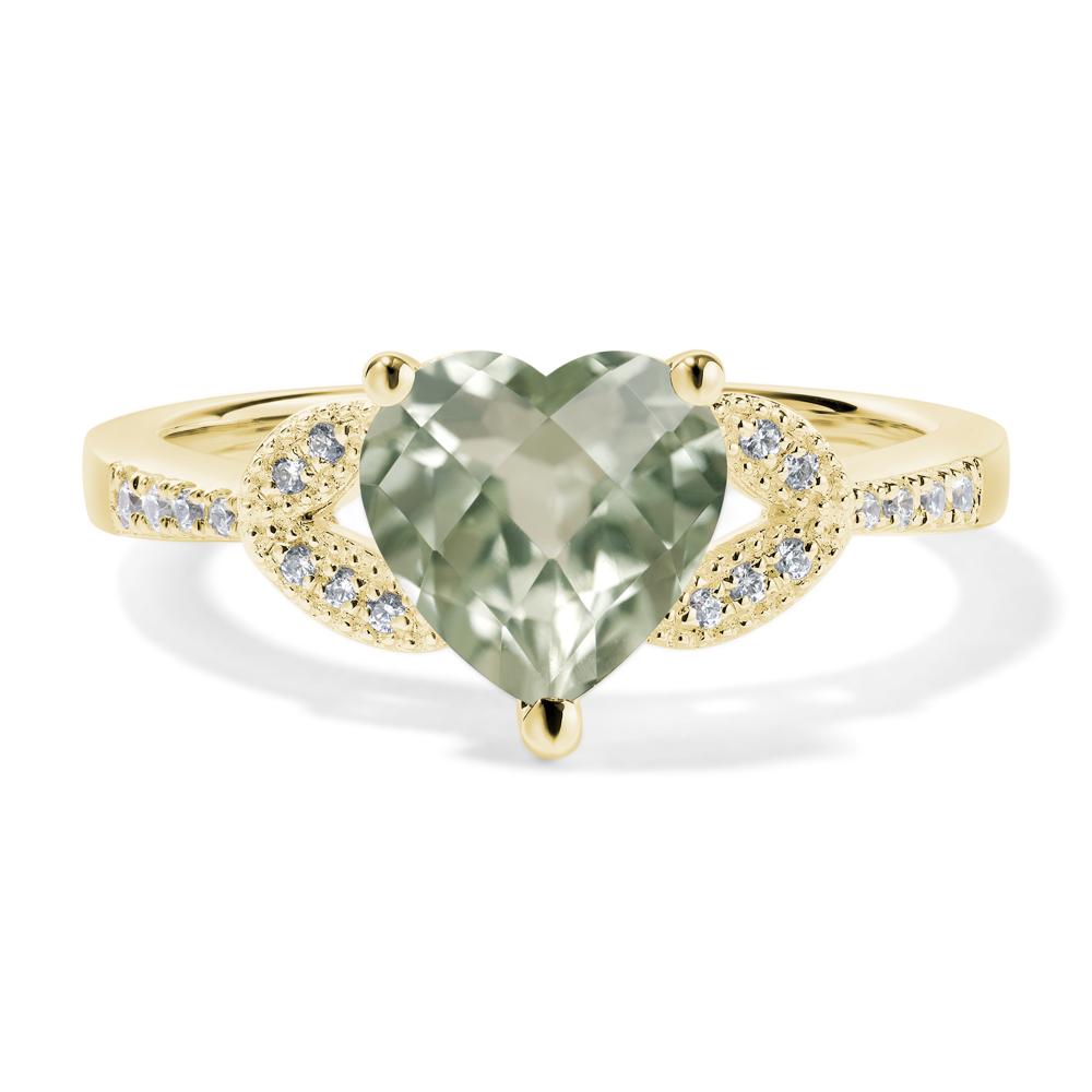 Heart Shaped Green Amethyst Engagement Ring - LUO Jewelry #metal_18k yellow gold