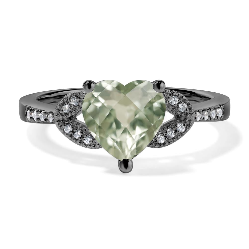 Heart Shaped Green Amethyst Engagement Ring - LUO Jewelry #metal_black finish sterling silver
