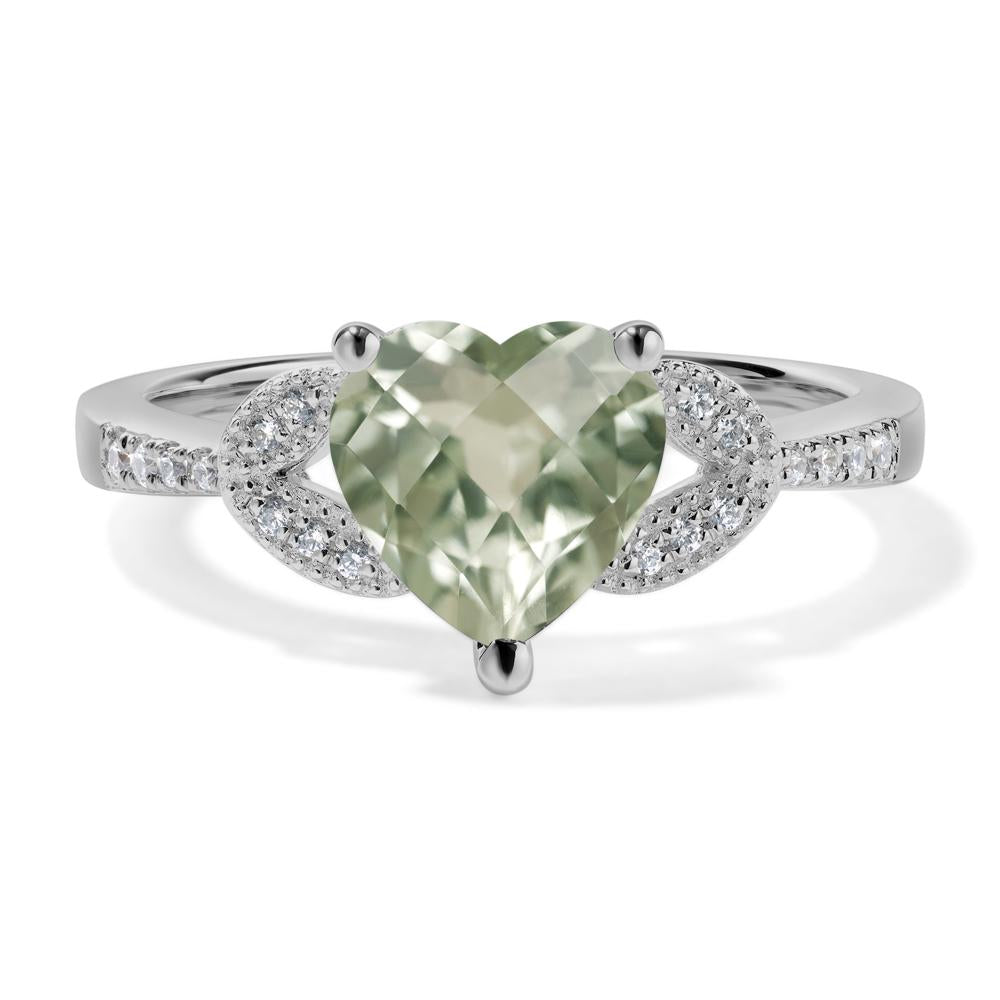 Heart Shaped Green Amethyst Engagement Ring - LUO Jewelry #metal_platinum