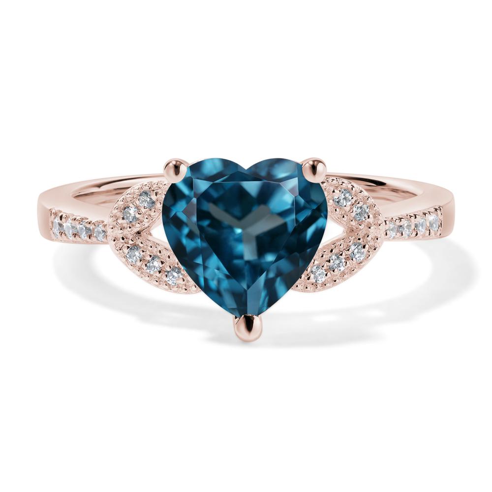 Heart Shaped London Blue Topaz Engagement Ring - LUO Jewelry #metal_14k rose gold