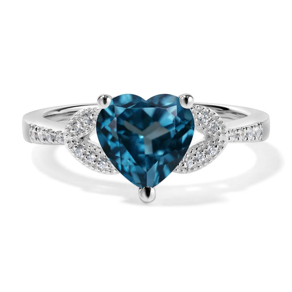 Heart Shaped London Blue Topaz Engagement Ring - LUO Jewelry #metal_14k white gold