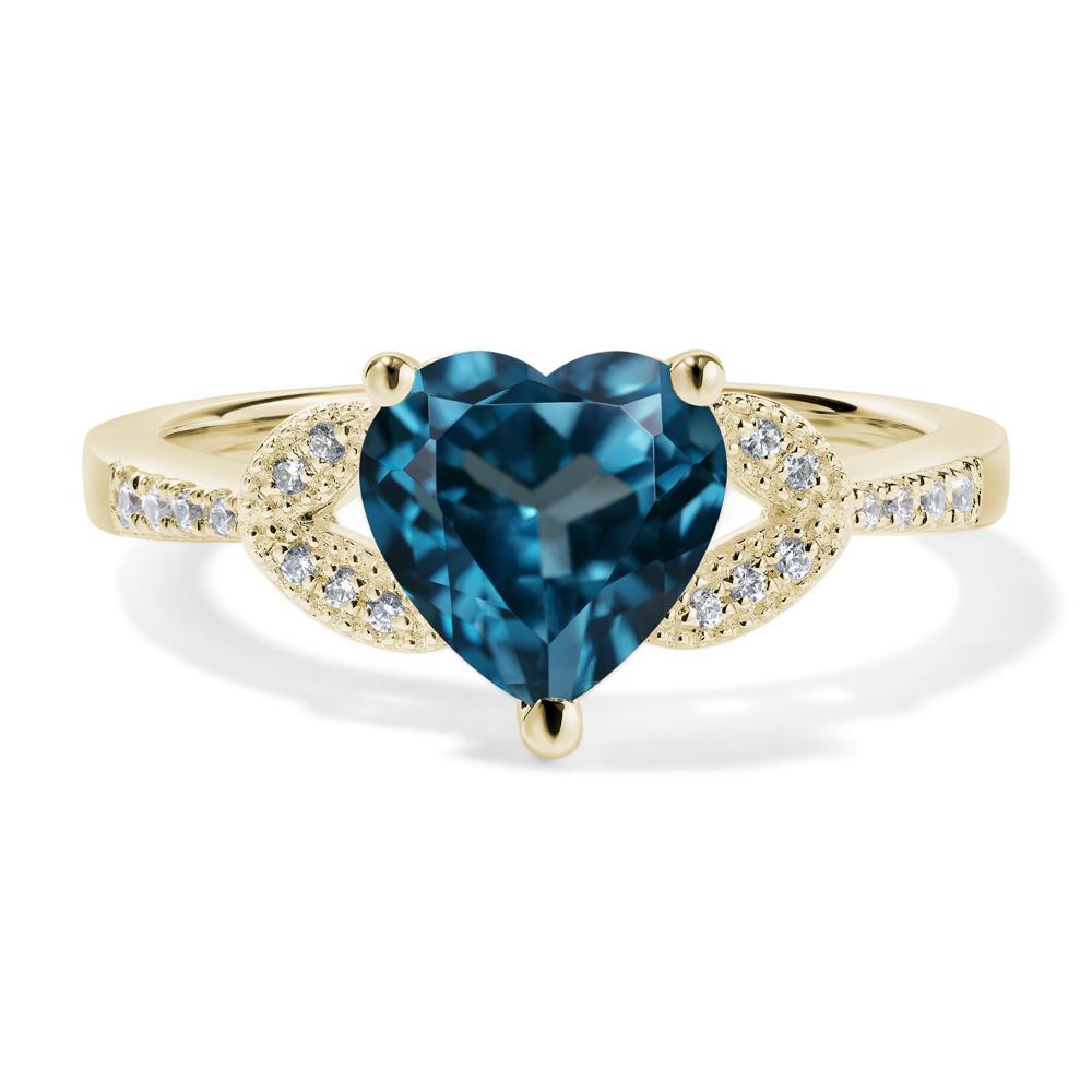 Heart Shaped London Blue Topaz Engagement Ring - LUO Jewelry #metal_14k yellow gold