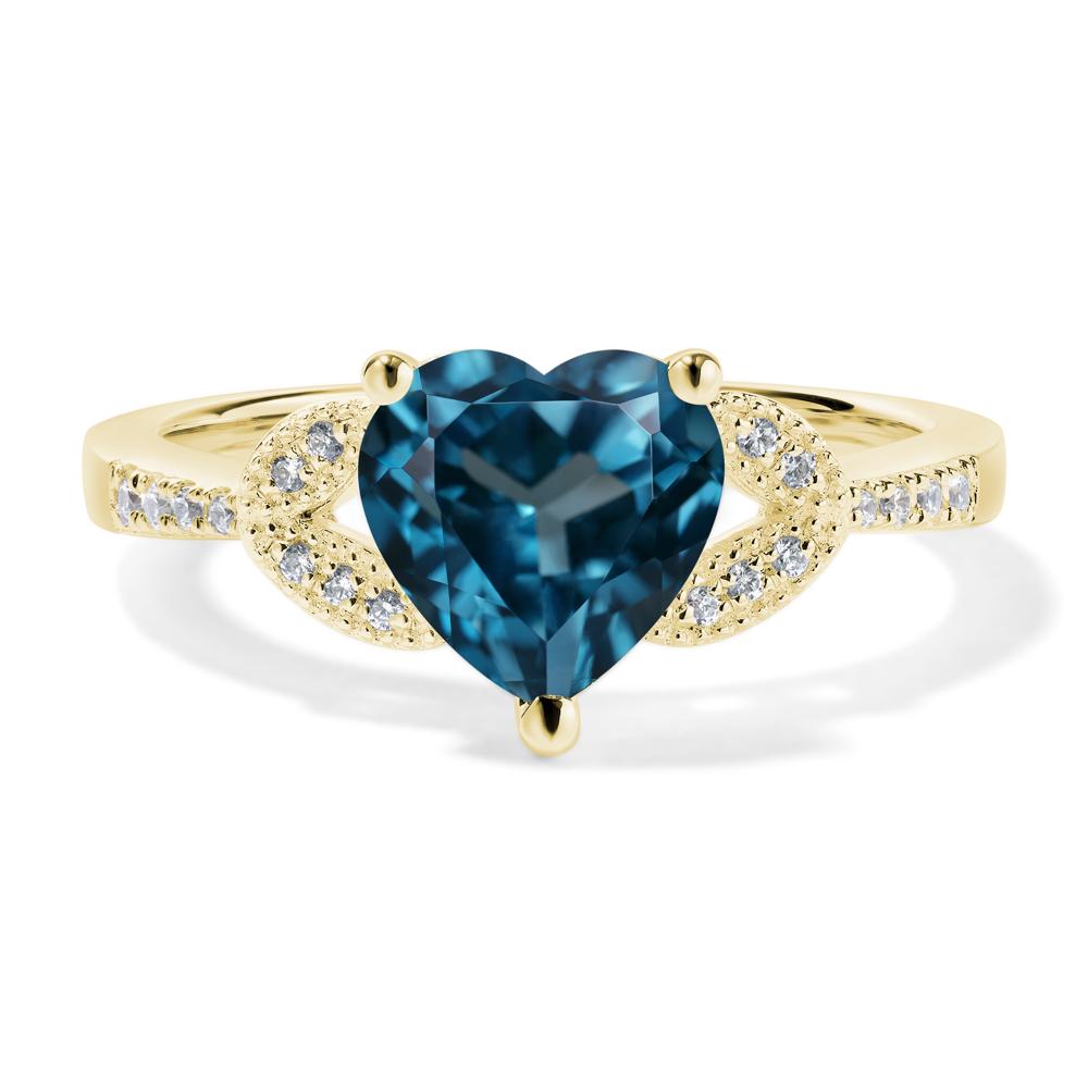 Heart Shaped London Blue Topaz Engagement Ring - LUO Jewelry #metal_18k yellow gold