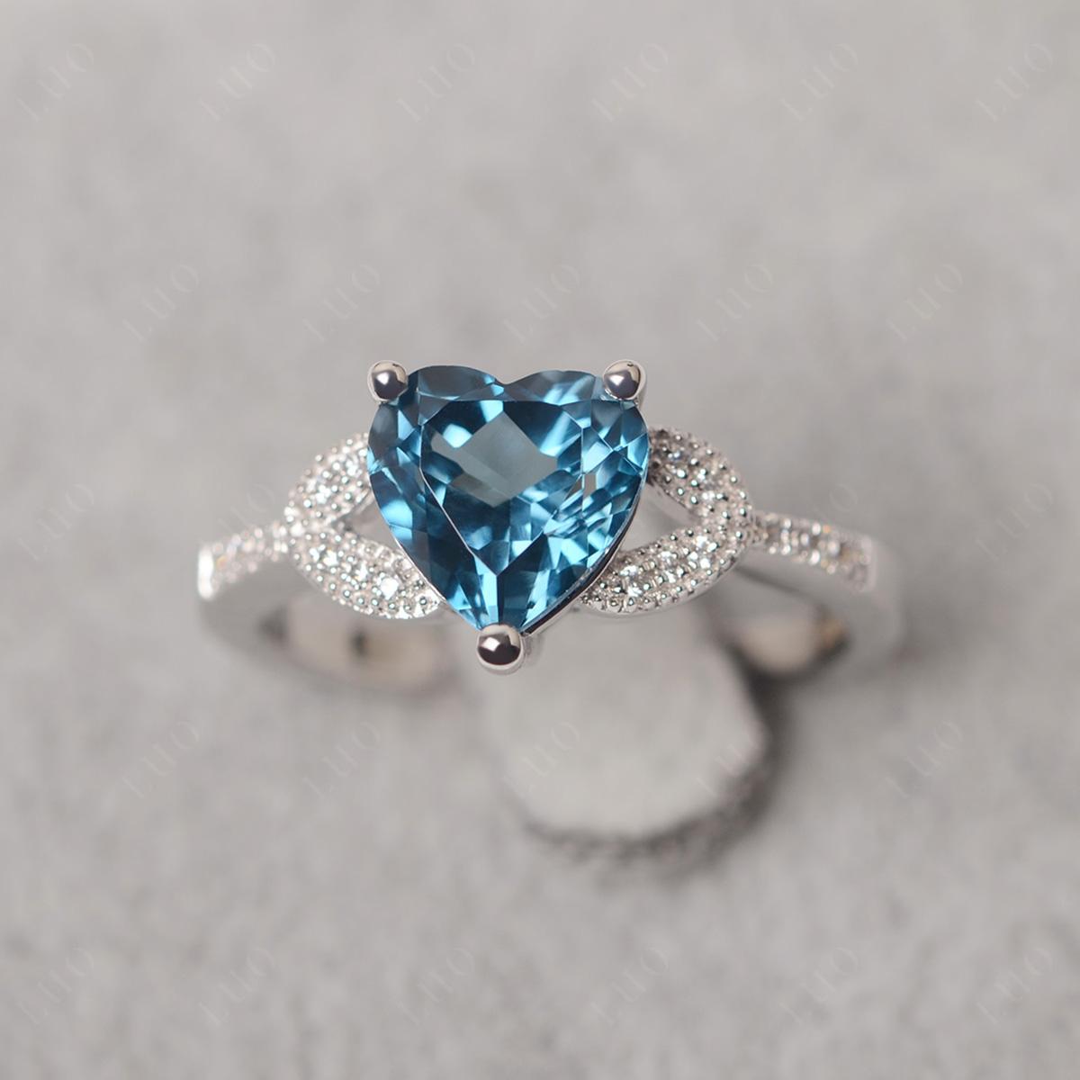 Heart Shaped London Blue Topaz Engagement Ring - LUO Jewelry