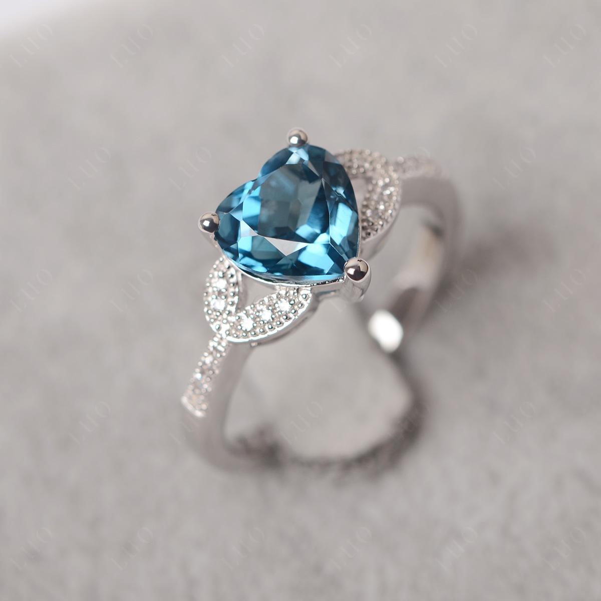 Heart Shaped London Blue Topaz Engagement Ring - LUO Jewelry