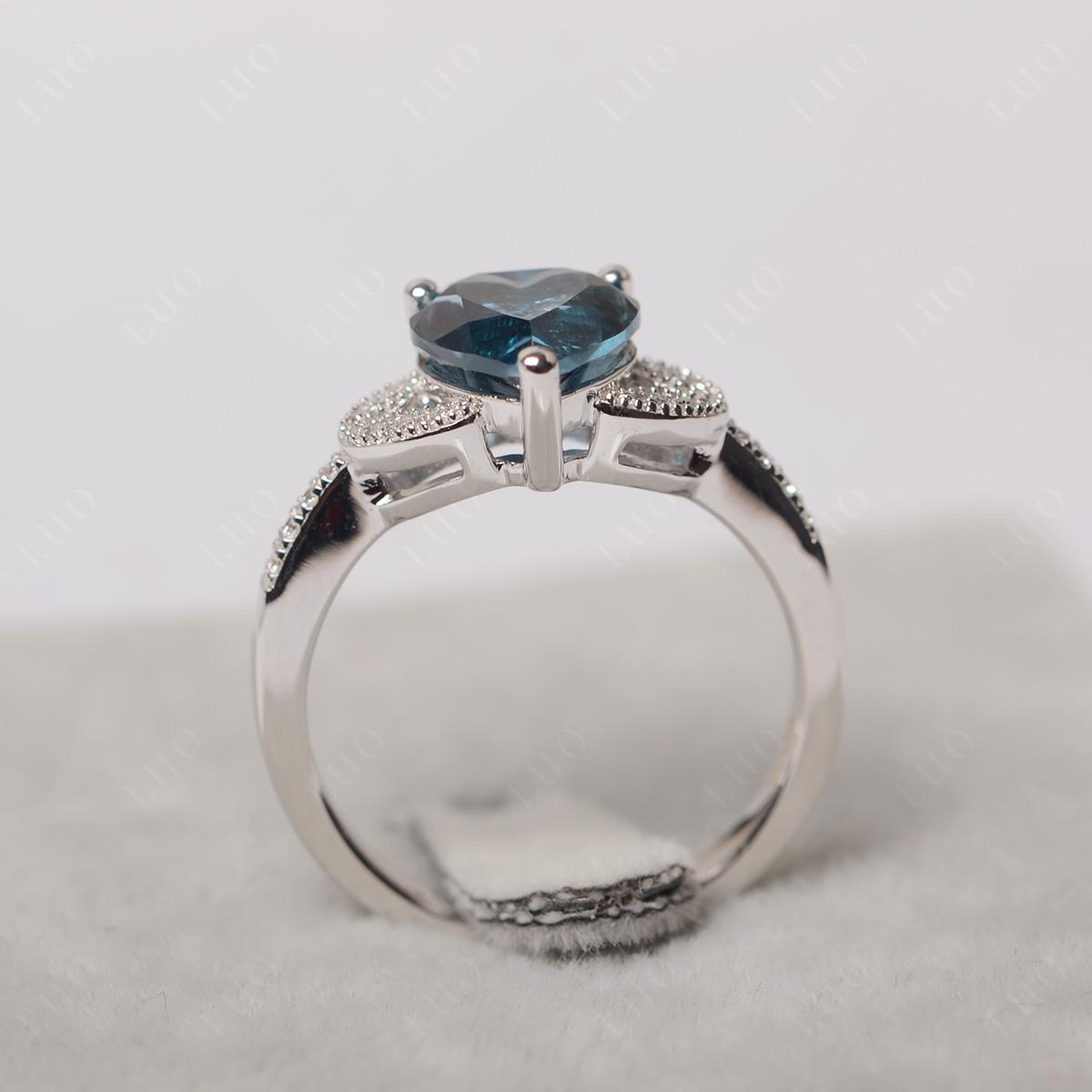 Heart Shaped London Blue Topaz Engagement Ring - LUO Jewelry