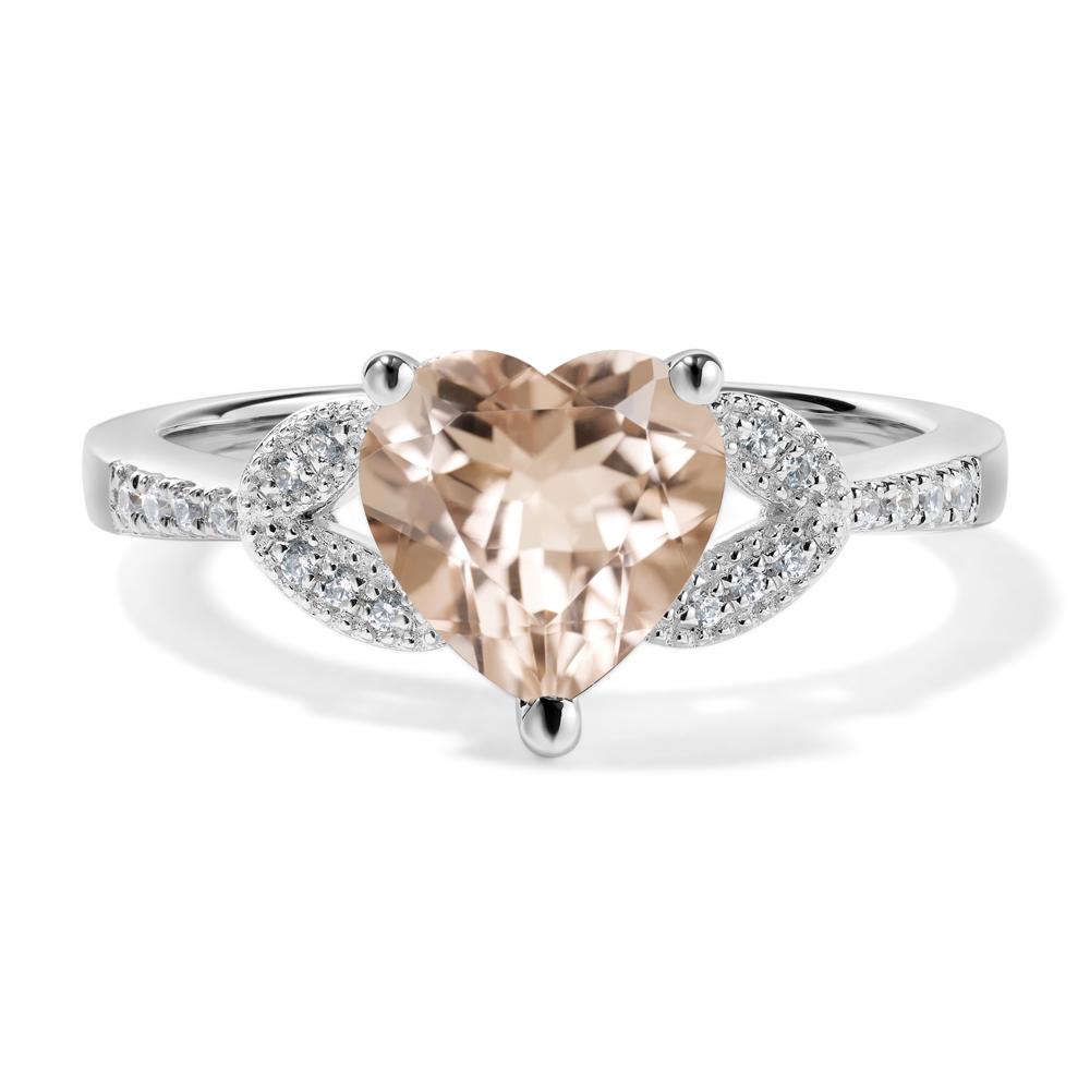 Heart Shaped Morganite Engagement Ring - LUO Jewelry #metal_14k white gold