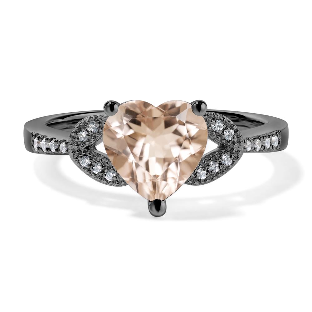 Heart Shaped Morganite Engagement Ring - LUO Jewelry #metal_black finish sterling silver