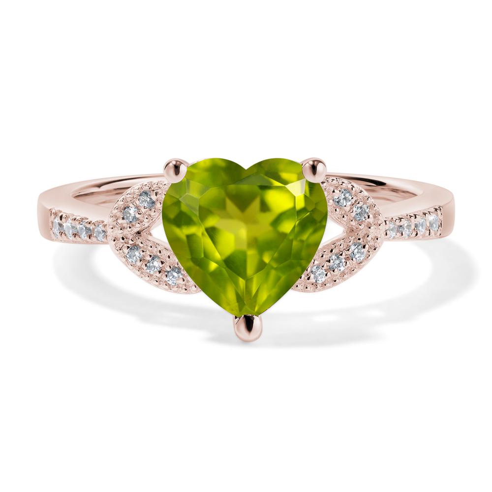 Heart Shaped Peridot Engagement Ring - LUO Jewelry #metal_14k rose gold