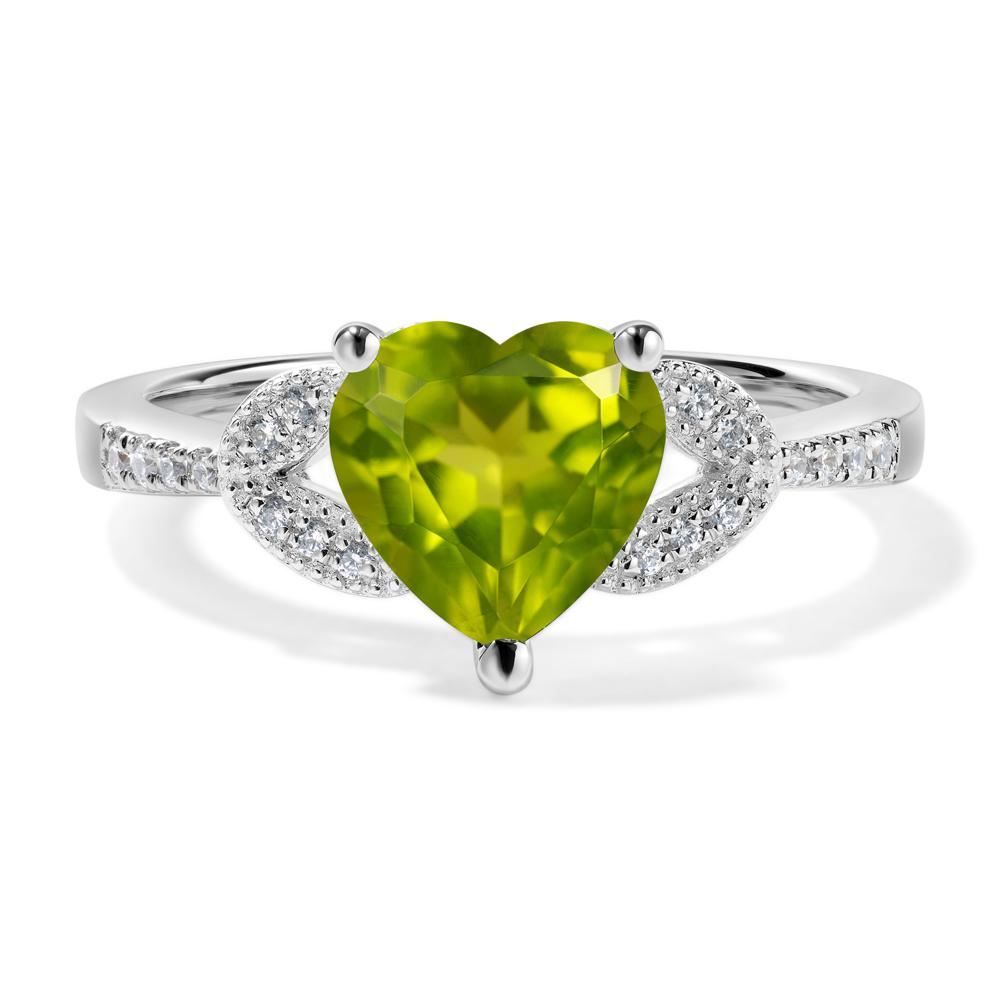 Heart Shaped Peridot Engagement Ring - LUO Jewelry #metal_14k white gold